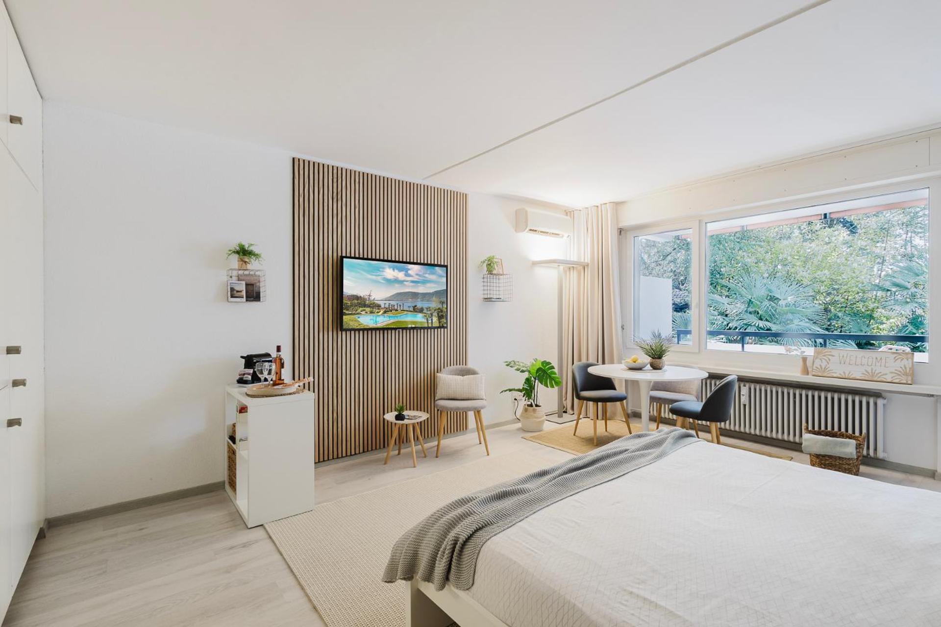 Luganersee, Pool, Strand, Parkplatz, Suite 204 Bissone Eksteriør billede