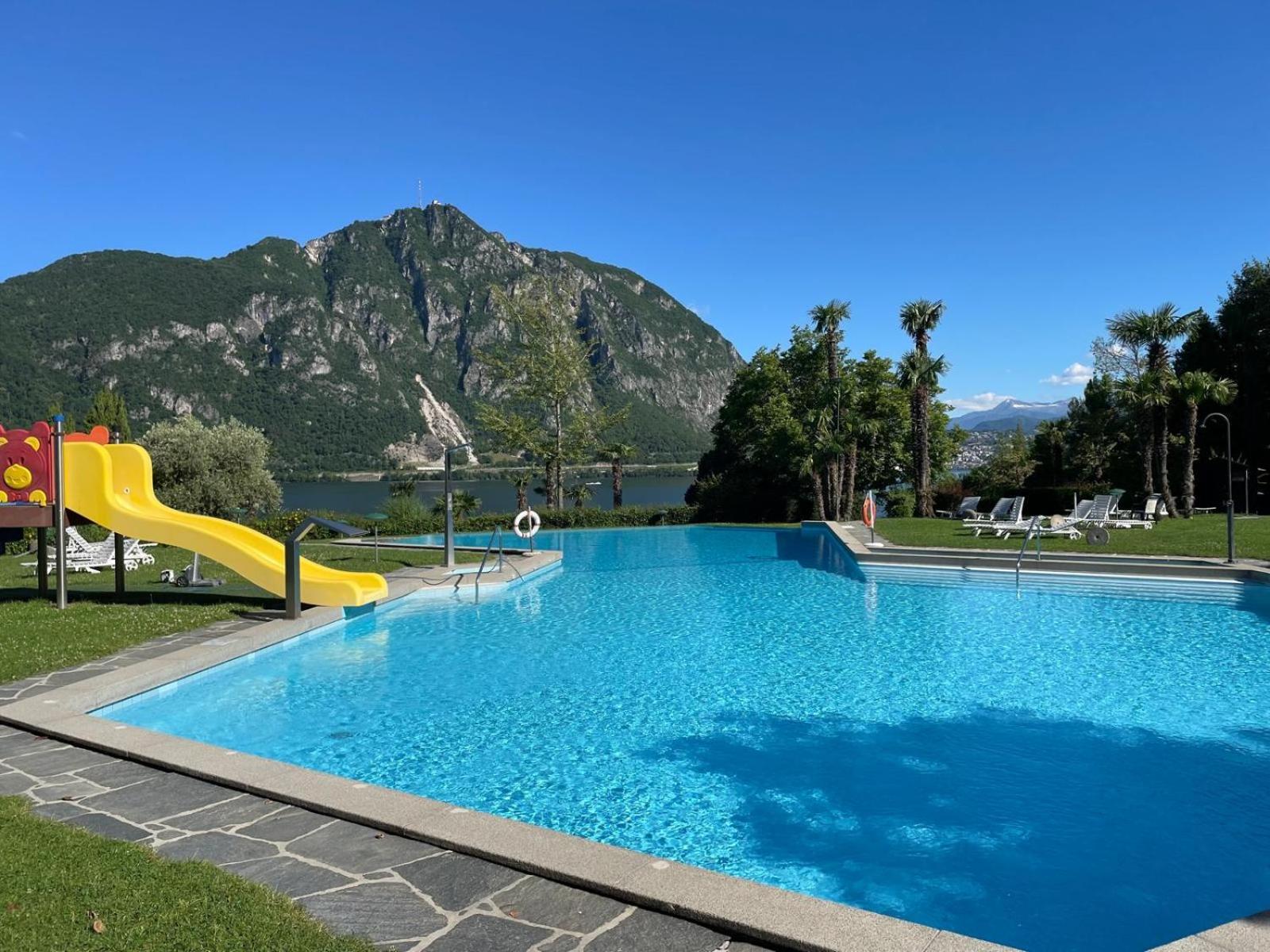 Luganersee, Pool, Strand, Parkplatz, Suite 204 Bissone Eksteriør billede