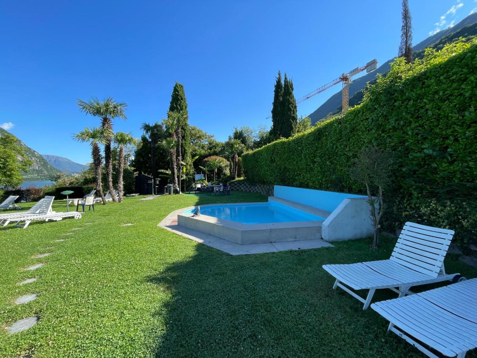 Luganersee, Pool, Strand, Parkplatz, Suite 204 Bissone Eksteriør billede