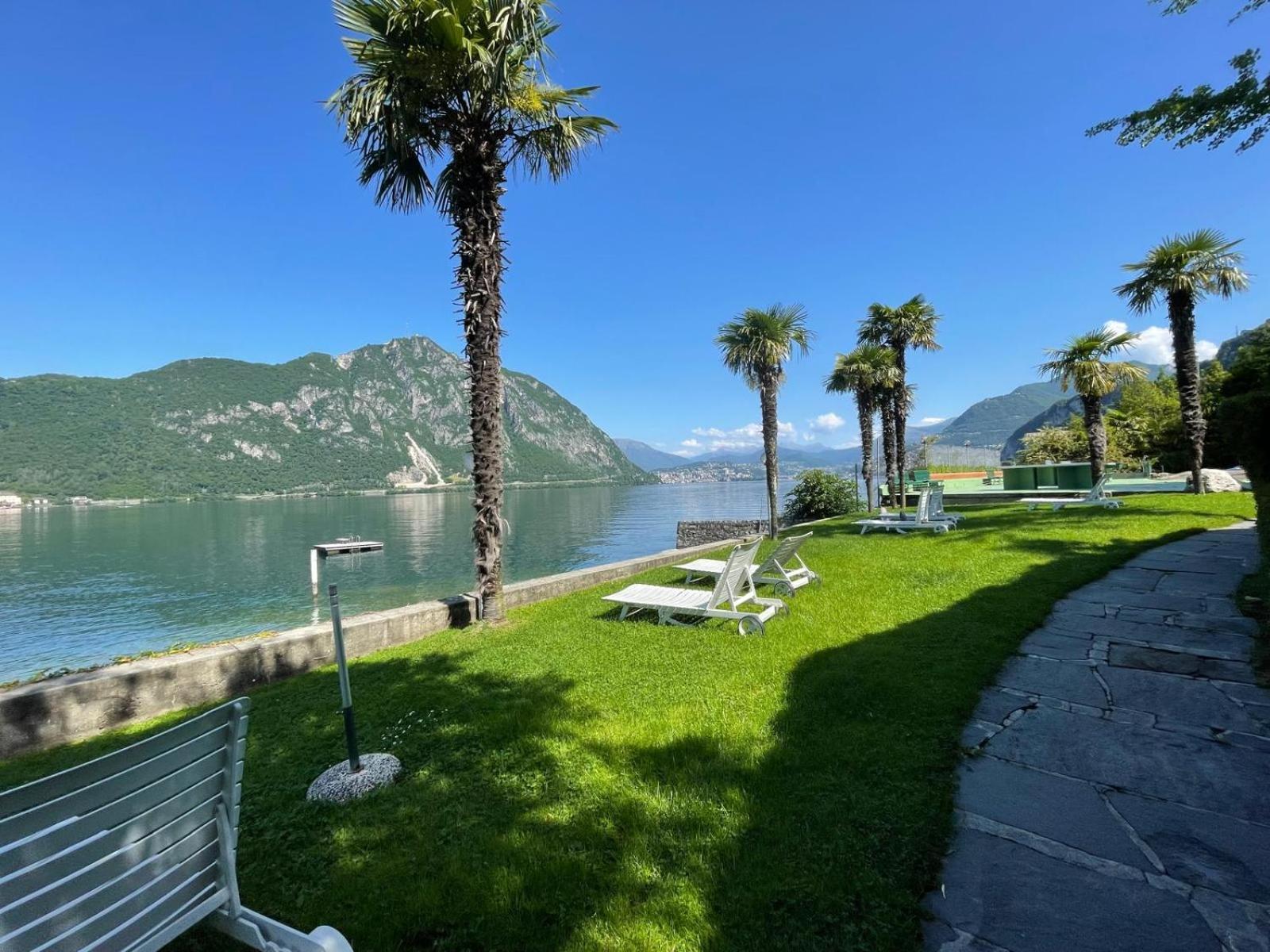 Luganersee, Pool, Strand, Parkplatz, Suite 204 Bissone Eksteriør billede